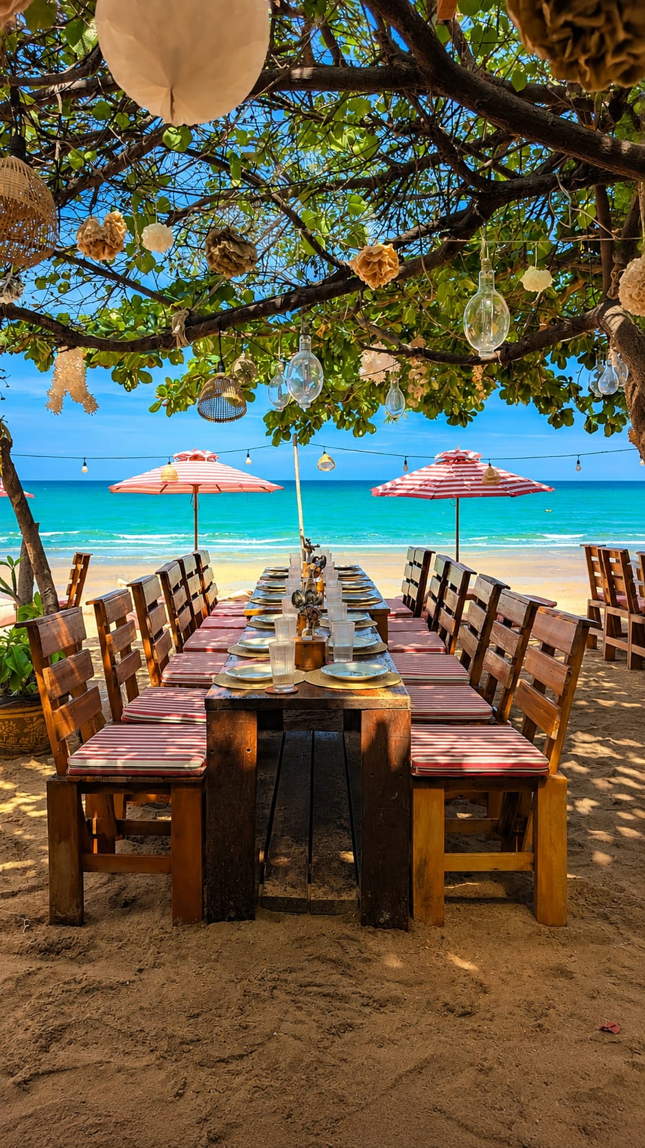 Beachfront dining table