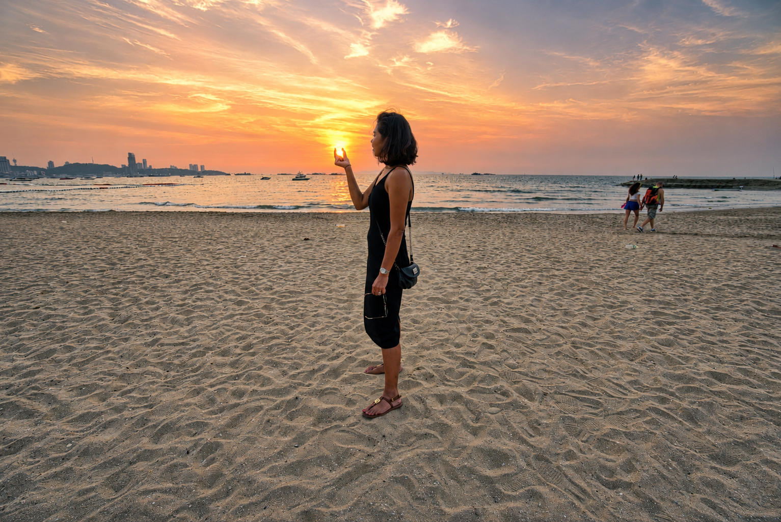 Siri at sunset by the sea